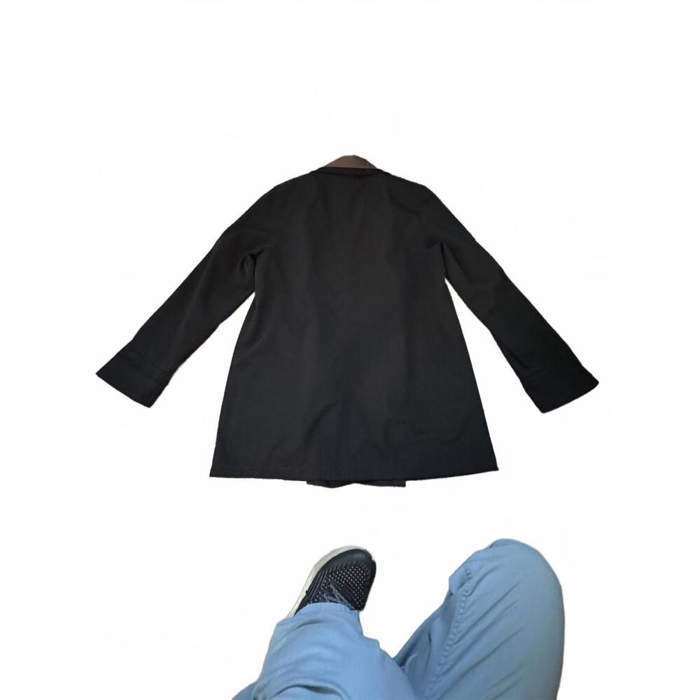 Gallery Petite Women's Black Trench Coat With Lining Zipper and Buttons - Picture 9 of 9